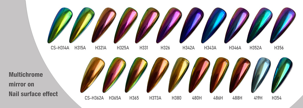 Multichrome pigment apply on nail art